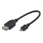 Kábel USB (2.0), USB micro M- USB A F, 0.2m, čierny, Logo KVU4101N0L