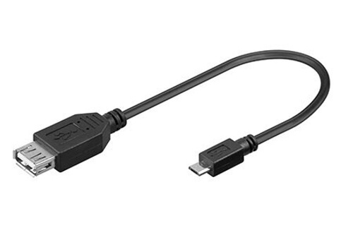 Kábel USB A (F)-microUSB B(M), 5pinů, 20cm, černý