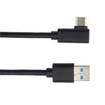 Kábel USB typ C/M - USB 3.0 A/M zahnutý konektor 90°, 3 m ku31cz3bk