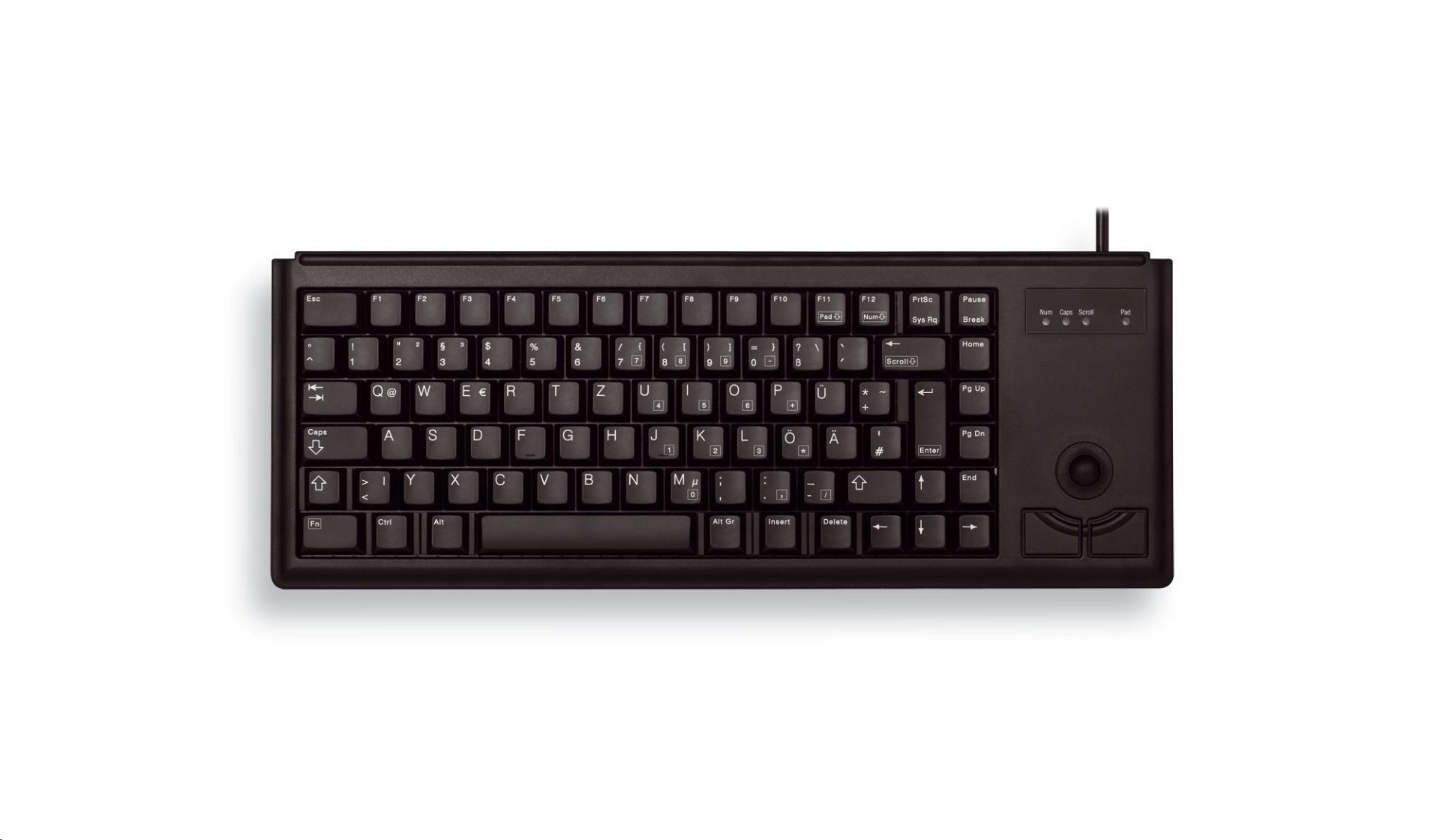 Klávesnica Cherry G84-4400LUBDE-2, KEY, USB, černá, trackball, DE