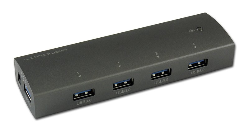 LC POWER LC-HUB-EX4A-ALU HUB external, 4x USB 3.0, anthracite aluminium, slim shape