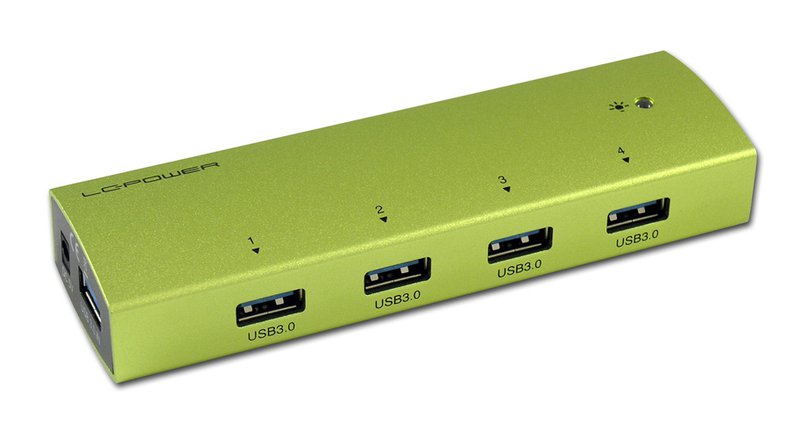 LC POWER LC-HUB-EX4G-ALU HUB external, 4x USB 3.0, green aluminium, slim shape