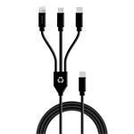 Le Cord kábel USB-C 3 in 1 multi cable made of recycled plastics 1.2m - Black LC1392