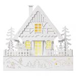 LED vianočný domček drevený, 28 cm, 2x AAA, vnútorný, teplá biela, časovač 8592920093528