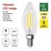 LED žiarovka Filament sviečka A CLASS/ E14 / 3,8 W (60 W) / 806 lm / Teplá biela