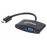 MANHATTAN 2-in-1 4K Mini DisplayPort Adapter, Mini DP Male to HDMI/VGA Female, Passive, Black 152709