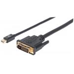 MANHATTAN kabel Mini DisplayPort 1.2a Male to DVI-D 24+1 Male, 1.8 m, černý 152150