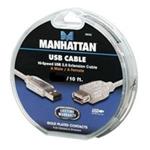 Manhattan kábel, USB 2.0 A/A predlžovací, 3m, strieborný, retail