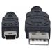 Manhattan kábel, USB 2.0 A Male / mini 5-pin Male, 1.8m, čierny, retail