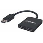 Manhattan rozbočovač, MST hub DisplayPort na Dual HDMI (M/F), černá 152716