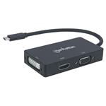 Manhattan USB-C 3.1 to HDMI / DVI /VGA M/F adapter converter 4K 1080p black 152983