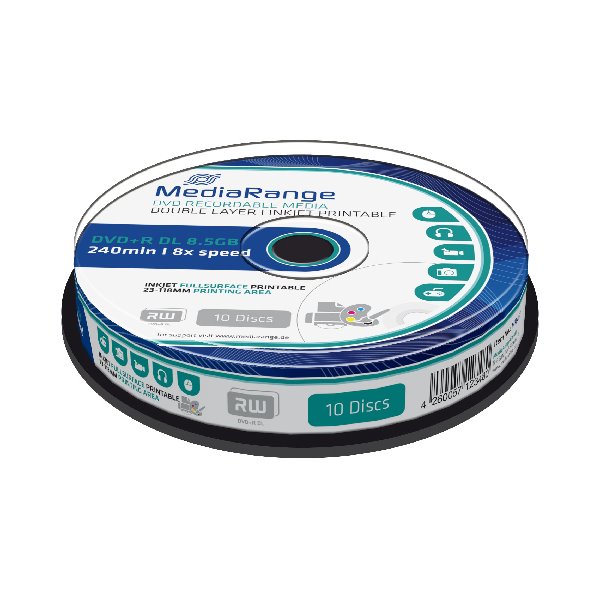 MEDIARANGE DVD+R 8,5GB 8x DoubleLayer PRINTABLE Cake 10 MR468