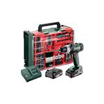 Metabo BS 18 L SET Mobilná dielňa 74-dielna. Aku vŕtací skrutkovač, 18V 2x2Ah LiPower, Nabíjačka SC 30, Plasto 602321710