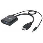 MH Adapter, Converter Cable, HDMI-Male/ VGA-Female, Audio, Black, Blister 151450