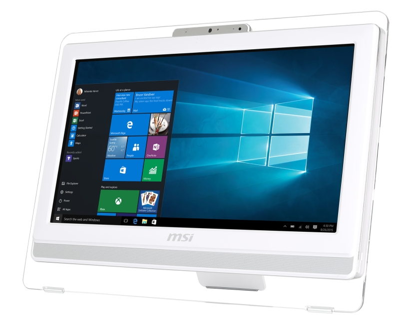 MSI AIO Pro 20ET 4BW-044EU Multi Touch/ Braswell N3160/4GB/1TB/DVD/RW/HD Graphics/19.5"/WHITE/Win 10 Home