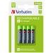 Nabíjacia batéria, AAA (HR03), 1.2V, 950 mAh, Verbatim, blister, 4-pack 49514