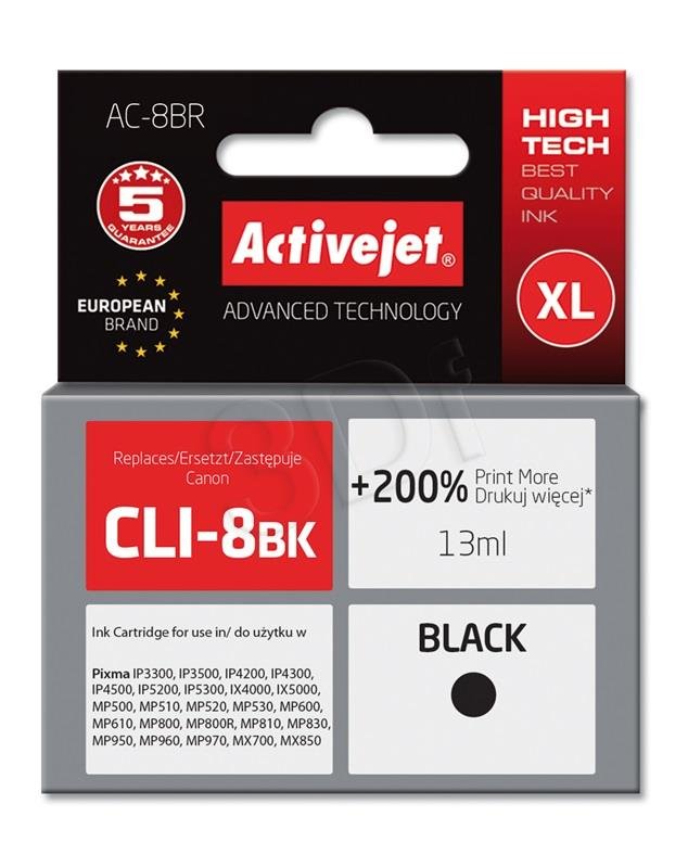 Náplň ActiveJet Canon CLI-8 black 15ml + chip