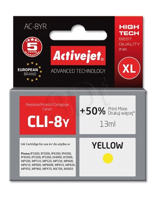 Náplň ActiveJet Canon CLI-8 yellow 15ml + chip