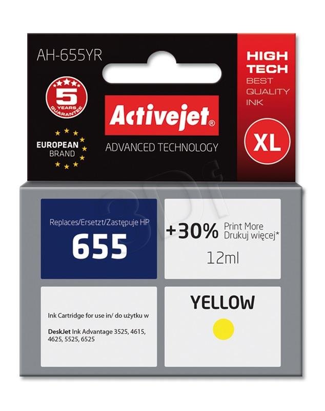 Náplň ActiveJet HP CZ112AE (no.655 XL) yellow 12ml AH-655YR