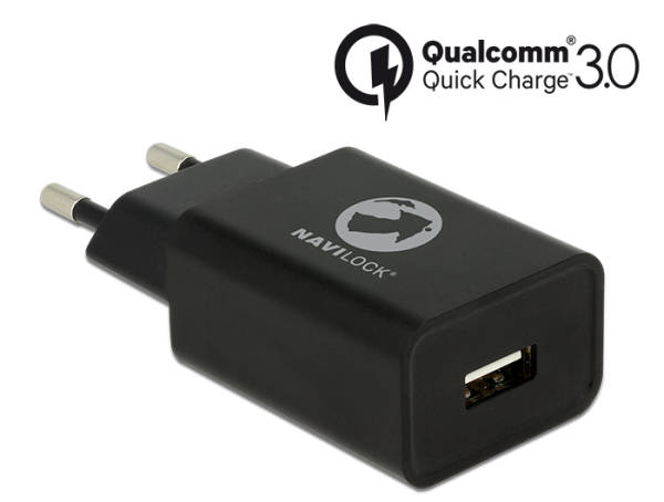 Navilock Napájecí zdroj 1 x USB typ A s Qualcomm® Quick Charge™ 3.0 černý 62968