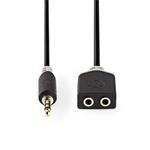 Nedis CABW22100AT02 - Stereofonní Audio Kabel | 3,5mm Zástrčka - 2× 3,5mm Zásuvka | 0,2 m | Antracit