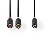 Nedis CABW22255AT02 - Stereofonní Audio Kabel | 2x RCA Zástrčka - 3,5mm Zásuvka | 0,2 m | Antracit