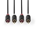 Nedis CABW24200AT50 - Stereofonní Audio Kabel | 2x RCA Zástrčka - 2x RCA Zástrčka | 5 m | Antracit