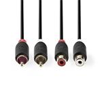 Nedis CABW24205AT20 - Stereofonní Audio Kabel | 2x RCA Zástrčka - 2x RCA Zásuvka | 2 m | Antracit