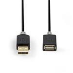 Nedis CCBW60010AT20 - USB 2.0 kabel | A Zástrčka - A Zásuvka | 2 m | Antracit