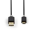 Nedis CCBW60600AT10 - USB 2.0 kabel | Typ-C Zástrčka - A Zástrčka | 1 m | Antracit