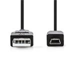 Nedis CCGB60300BK20 - USB 2.0 kabel | A Zástrčka - Mini 5-Pin Zástrčka | 2 m | Černá barva