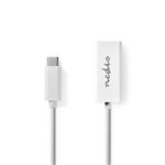 Nedis CCGB64950WT02 - Kabel Adaptéru USB Typ-C | Typ-C Zástrčka - RJ45 (8P8C) Zásuvka | 0,2 m | Bílá barva