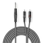 Nedis COTH23300GY15 - Stereofonní Audio Kabel | 6,35mm Zástrčka – 2x RCA Zástrčka | 1,5 m | Šedá barva