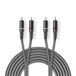 Nedis COTH24200GY15 - Stereofonní Audio Kabel | 2x RCA Zástrčka – 2x RCA Zástrčka | 1,5 m | Šedá barva