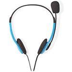 NEDIS headset CHST100BK/ drátová sluchátka + mikrofon/ 2x 3,5 mm jack/ kabel 2 m/ modrý CHST100BU