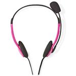 NEDIS headset CHST100BK/ drátová sluchátka + mikrofon/ 2x 3,5 mm jack/ kabel 2 m/ růžový CHST100PK