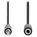 NEDIS kabel stereo audio/ 3,5 mm jack zástrčka - 3,5 mm jack zásuvka/ černý/ bulk/ 1m