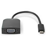 NEDIS kabelový adaptér USB 3.2 Gen 1/ USB-C zástrčka - VGA (D-SUB) zásuvka/ kulatý/ černý/ 20cm CCGP64852BK02