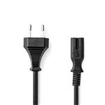 NEDIS napájecí kabel pro adaptéry/ Euro zástrčka - konektor IEC-320-C7/ přímý-přímý/ dvoulinka/ černý/ 0,5m