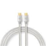 NEDIS PROFIGOLD USB 2.0 kabel/ USB-C zástrčka - USB-C zástrčka/ nylon/ stříbrný/ BOX/ 2m CCTB60800AL20