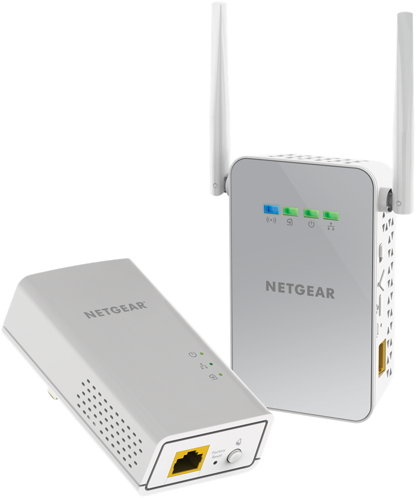 NETGEAR Powerline PLW1000 - Bridge - GigE, HomePlug AV (HPAV) 2.0, IEEE 1901 - 802.11b/g/n/ac - Dua PLW1000-100PES