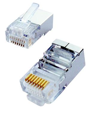 OEM Tienený konektor STP RJ45-8p8c,15µ" Au, drôt, (100ks) OEMSPL2788-S