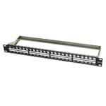 OXnet 19" modulárny patch panel 48port 1U vhodný pre UTP i STP keystony, čierny ECHPPKJF48/BK