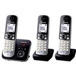 Panasonic KX-TG6823 Trio DECT, GAP bezdrátový analogový telefon záznamník, handsfree černá, stříbrná 449878