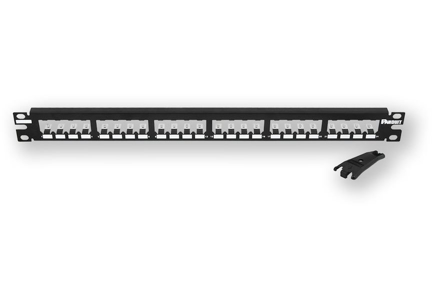 Panduit MINI-COM All Metal Shielded Modular Patch Panel - Propojovací panel - černá - 1U - 19" - 24 CP24BLY