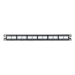 Panduit MINI-COM Modular Faceplate Patch Panels - Propojovací panel - černá - 1U - 19" - 24 porty CPP24WBLY