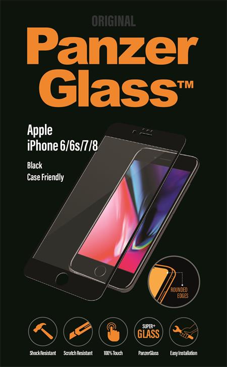 PanzerGlass - Tvrdené sklo Case Friendly pre iPhone 8/7/6S/6, čierna 2618