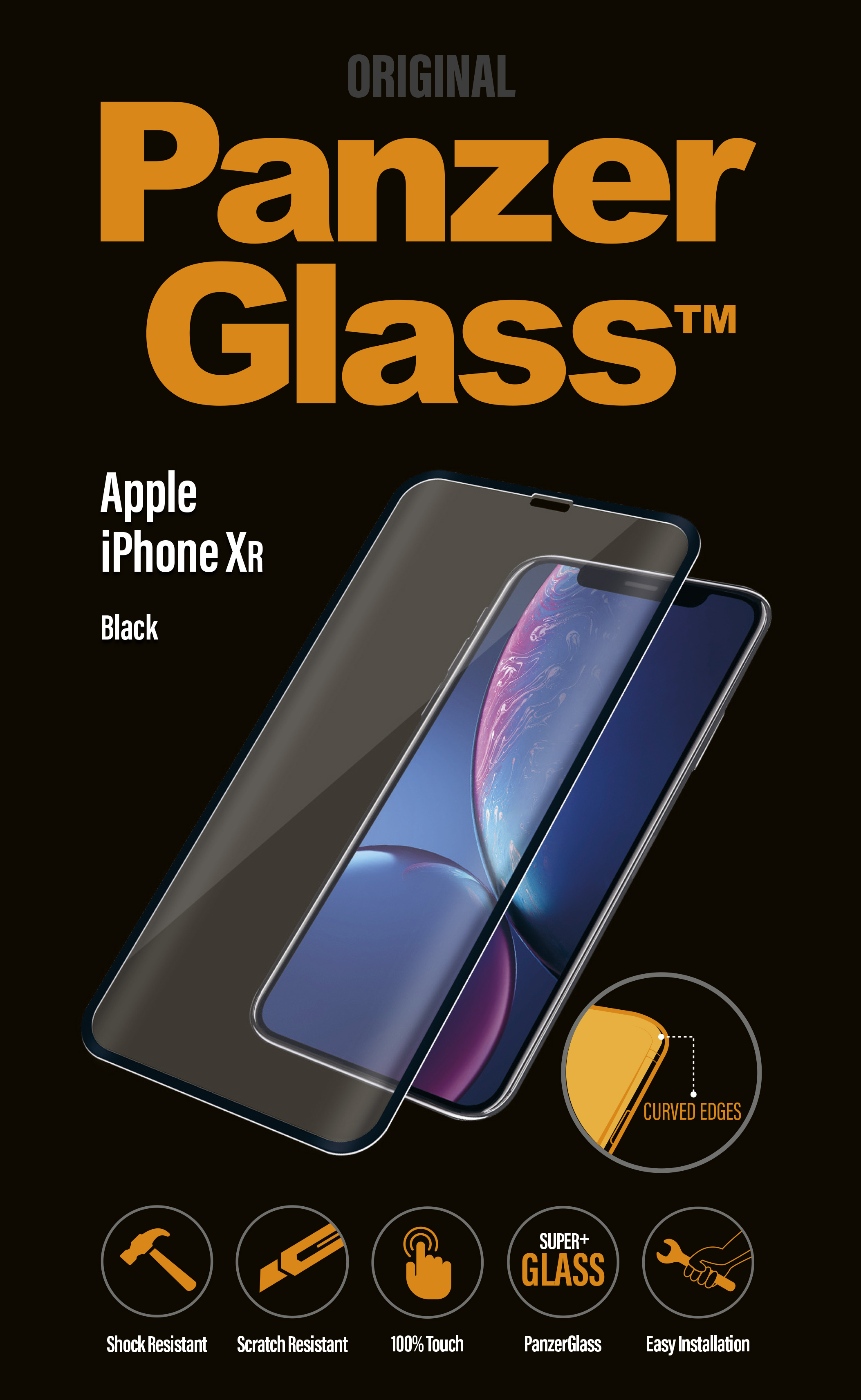 PanzerGlass - Tvrdené sklo Curved Edges pre iPhone XR, čierna 2641