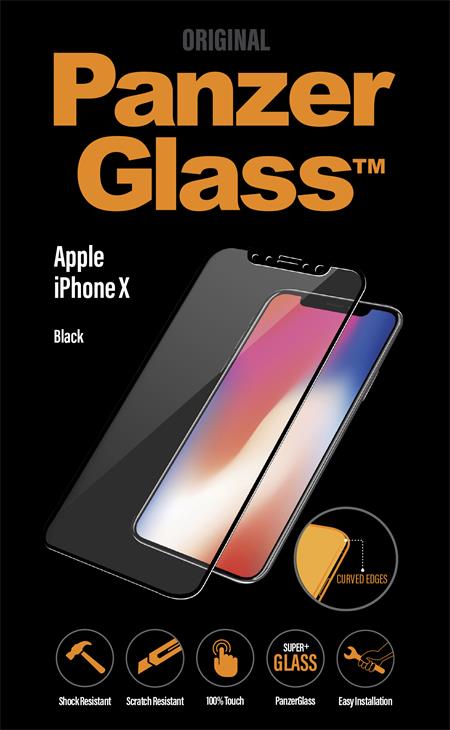 PanzerGlass - Tvrdené sklo Curved Edges pre iPhone XS/X, čierna 2623