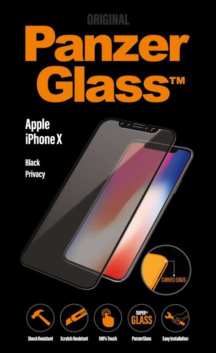 PanzerGlass - Tvrdené sklo Curved Edges Privacy pre iPhone XS/X, čierna P2623